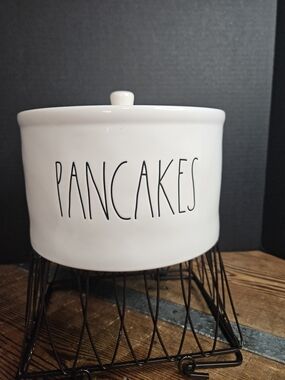 Rae Dunn Pancakes Ceramic Storage Jar - White